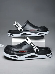 Men EVA Thick-Soled Comfortable Breathable Hollow-Out Shoes With Fashionable Style For Two-Way Wearing, Suitable For Going To The Beach And Casual Occasions In Summer
