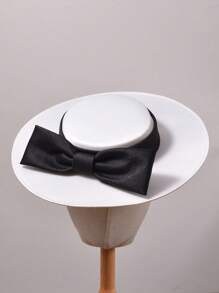 Elegante Chapéu de Abas Largas para Senhoras, Laço Grande, Chapéu para o Kentucky Derby em Ocasiões Formais, Chapéu de Feltro Macio de Top Plano para Vestido de Casamento, Noiva, Coquetel, Chá da Tarde, Halloween - A - Visão 8