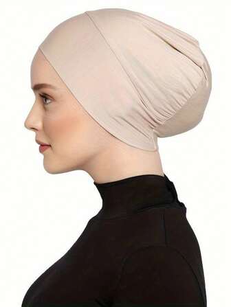 1 pieza Sombrero de pañuelo de modal sólido/colorido para mujer, cubierta de cabeza musulmana con banda elástica oculta, alta elasticidad