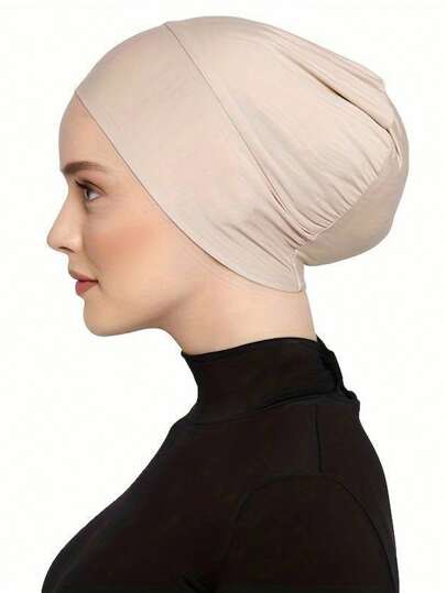 1件装女士纯色/彩色莫代尔帽，可作头巾内衬，穆斯林头巾，带隐藏式松紧带，高弹力睡眠帽