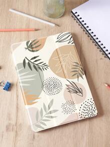 1入組紋理印花葉子圖案平板電腦殼，具有防摔、鉛筆插槽、睡眠/覺醒功能，兼容三星、華為、小米和iPad - 彩色 - 查看 3