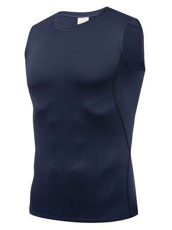 男友款男士压缩弹力运动背心，速干吸湿透气内穿运动衫，适合篮球训练、跑步、骑行