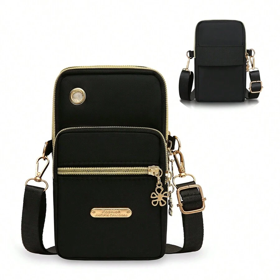 Armband Bag For Sports Running, Mini Nylon Crossbody Phone Bag, Multi Zipper Purse For Women