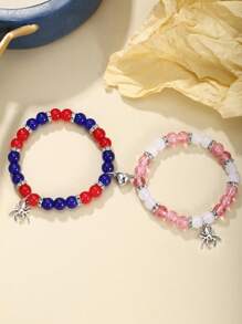 PHCOO 2Pcs Casual Fashion Heart Magnet Elastic String Bracelets - laba-laba - View 5