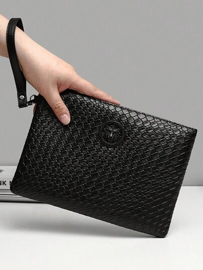 1 件 (9.1 英寸 * 5.9 英寸 * 1.2 英寸) 时尚男士手拿包手腕包信封手提包 PU 防刮耐磨材料适合外出、聚会、通勤、多个口袋、商务风格钱包感恩节胸包腰包复古包情人节钱包情人节黑包贴纸包冬季复古学校运动生活男士钱包度假礼品包包手提包