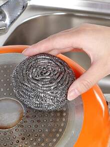 Stainless Steel Scrub Sponge, Scratch-Resistant Kitchen Cleaning Tool - Silver - View 7