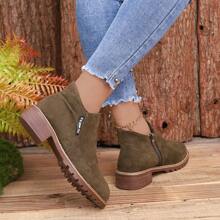 New Fashion European And American Women Short Boots  Boots Matte Rough Middle-Heel All-Match Student Shoes