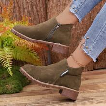 New Fashion European And American Women Short Boots  Boots Matte Rough Middle-Heel All-Match Student Shoes