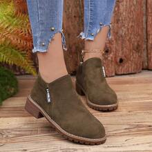 New Fashion European And American Women Short Boots  Boots Matte Rough Middle-Heel All-Match Student Shoes