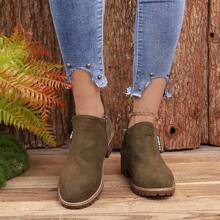 New Fashion European And American Women Short Boots  Boots Matte Rough Middle-Heel All-Match Student Shoes