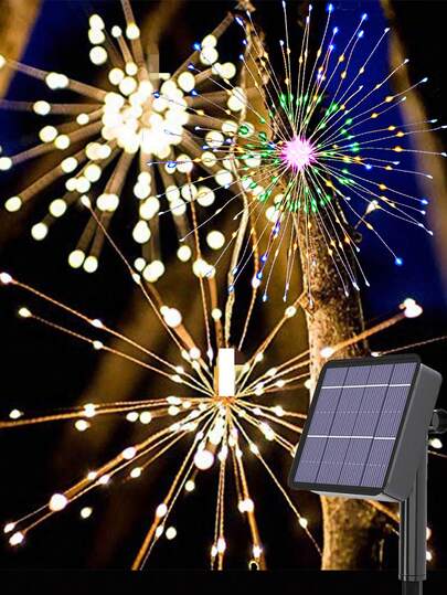Dây đèn LED năng lượng mặt trời 150/200 bóng, đèn trang trí ngoài trời, đèn pháo hoa năng lượng mặt trời, thích hợp cho cắm trại/tiệc tùng/vườn/cây cối/sân hiên/sân trước/bãi cỏ.