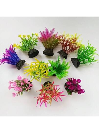 5/10pcs نباتات مياه البحر الاصطناعية العشوائية ، عشب محاكاة مائية من البلاستي | مقاس: خمسة عناصر