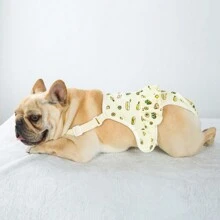 Pantalon d'hygiène pour animaux de compagnie, pantalon sanitaire respirant à bretelles pour chien, pantalon anti-harcèlement, vêtements mignons de chiots bouledogue en dessin animé