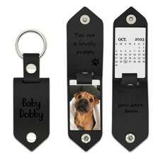 1 móc khóa da hình ảnh tùy chỉnh - Ảnh và văn bản đầy đủ màu sắc được cá nhân hóa - Quà tặng kỷ niệm cho cặp đôi gia đình - Quà tặng độc đáo cho anh ấy - màu đen - Xem 13