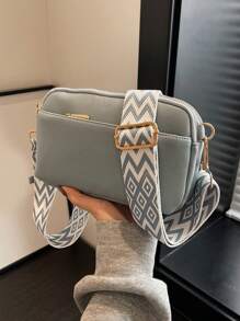 Minimalist Plain Crossbody Bag, Fashionable PU Shoulder Bag, Women Casual Handbag And Phone Wallet