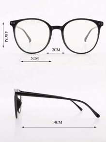 1pc Women Round Frame Fashion Eyeglasses For Daily Life - Black - View 3