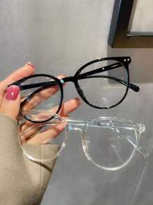 1pc Women Round Frame Fashion Eyeglasses For Daily Life - Black - View 1