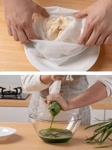 1入組尼龍豆漿濾袋（產品不含碗），蔬菜渣濾袋，水果濾袋，廚房濾網，超細篩網，可重複使用的細網尼龍過濾器，多功能食品過濾器 - 白色 - 查看 4