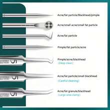 8pcs Blackhead Remover Tool Kit Pimple Extractor Acne Removal Kit For Removing Blemish, Whitehead, Blackhead On Nose And Face,Blackhead Remover,Beauty,Skin Care Products,Spa,Self Care,Skin Care Tools,Face Care,Esthetician Supplies,Skin,Face Wash,Facial - Silver - View 3