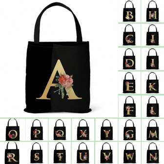 Letter Printing Tote Bag, Large Capacity Shoulder Bag, Perfect Underarm Bag Handbag Shopping Bag Holiday Gift Bag