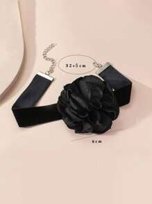 1pc Vintage 3D Exaggerated Floral Choker Necklace, Oversized Rose Collar Necklace