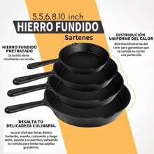 Sartén Navidad Regalo de Navidad Un buen regalo De Hierro Fundido De 4 Piezas De 5.5/6/8/10 Pulgadas - Negro - Ver 10