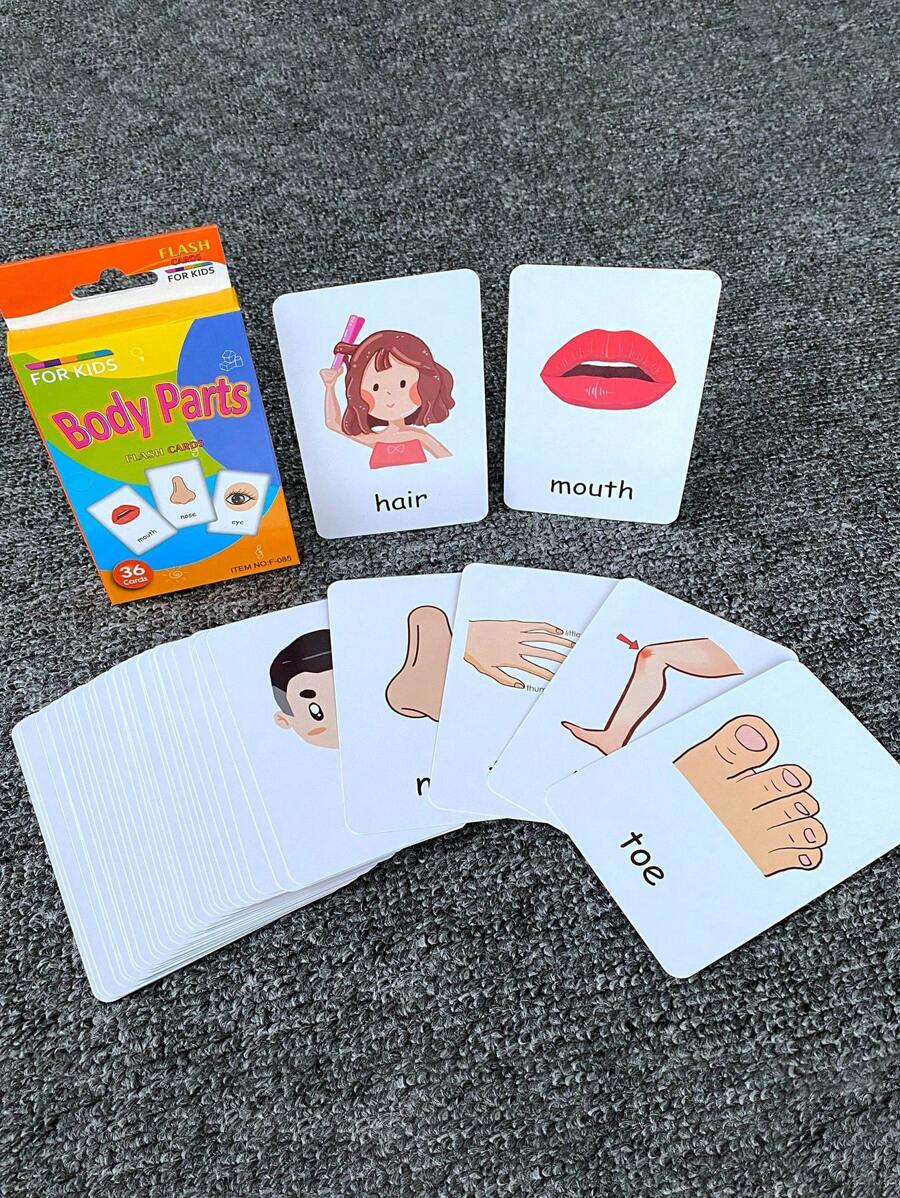 Montessori Early Education Flash Cards - Help Children Learn Body Parts And Fruit Parts, Improve Cognitive Ability, Educational Toys, Suitable For Preschool Children (Some Parts Randomly Sent). Applicable For School, Students, Stationery, Learning Supplies, Flash Cards, Montessori Education.