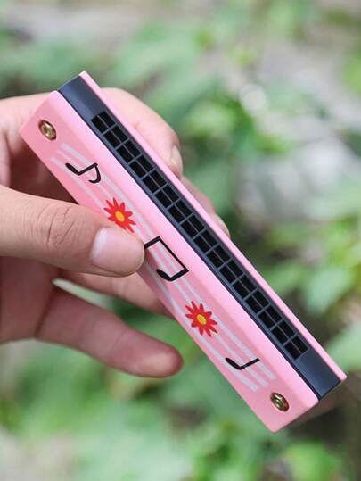1pc 16 Holes Wooden Harmonica Musical Instrument For Music Enlightenment And Puzzle Solving