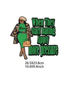 1入/3入組時尚女性系列設計燙畫貼紙，DIY 熱轉印貼紙適用於衣物、手提袋、連帽衫裝飾布貼章 - T1-3 - 查看 7