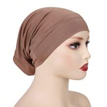 4 pièces/set Bonnet de voile de couleur unie respirant et élastique, turban, bonnet de cheveux, tour de tête pour abaya, vêtements voilés pour un usage quotidien