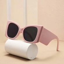 Kính thời trang nữ gọng vuông cỡ lớn màu kẹo cá nhân hóa để che kính râm phụ kiện đi biển - Bụi hồng - Xem 1