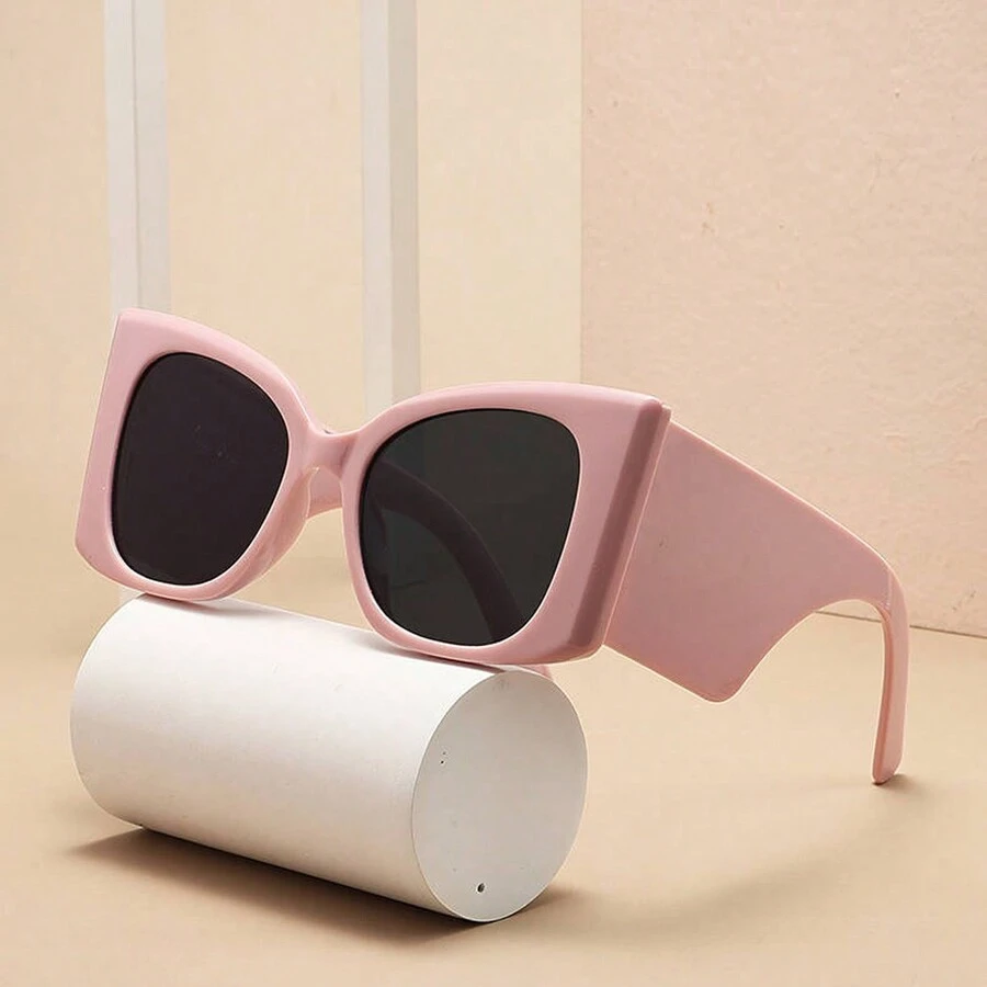 Kính thời trang nữ gọng vuông cỡ lớn màu kẹo cá nhân hóa để che kính râm phụ kiện đi biển - Bụi hồng - Xem 1