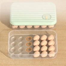 塑料雞蛋托盤，帶蓋廚房冷藏儲存容器，適合餃子、水果、蔬菜和穀類的冷凍整理箱，保持新鮮度 - 綠色 - 查看 4
