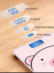 BASCULA DIGITAL DE PUERQUITO,Báscula corporal de baño, visión nocturna LED - Rosa - Ver 3