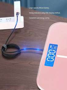 BASCULA DIGITAL DE PUERQUITO,Báscula corporal de baño, visión nocturna LED - Rosa - Ver 2