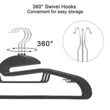 SONGMICS 50 Pack Coat Hangers, Premium Quality Plastic Suit Hangers, Heavy-Duty, S-Shaped Opening, Non-Slip, Space-Saving, 360º Swivel Hook, 16.3 Inches Long - 黑色 - 查看 4