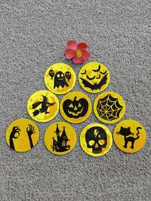 9 Pairs Of Women Disposable Printed Sexy Breathable Invisible Breast Stickers - Yellow - View 3