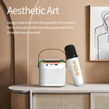 Portable Bluetooth Karaoke Speaker, Mini Karaoke Bluetooth Speaker, Karaoke Machine For Family, KTV, Outdoor Activities, Party - White - View 2