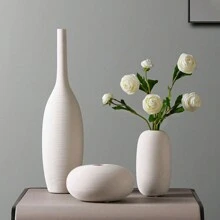 Nordic Modern Minimalist Creative White Ceramic Vase Home Living Room TV Cabinet Decoration Ornaments Office Desk Dining Table Decoration Crafts Gifts Birthday Graduation Home Decor Room Decor Flower Vase Glass Vase