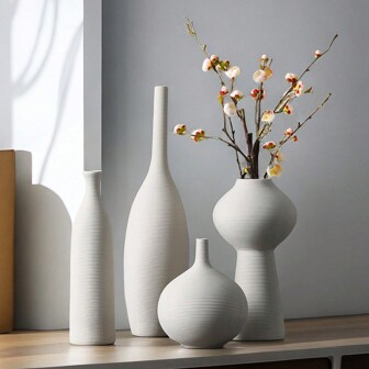Nordic Modern Minimalist Creative White Ceramic Vase Home Living Room TV Cabinet Decoration Ornaments Office Desk Dining Table Decoration Crafts Gifts Birthday Graduation
