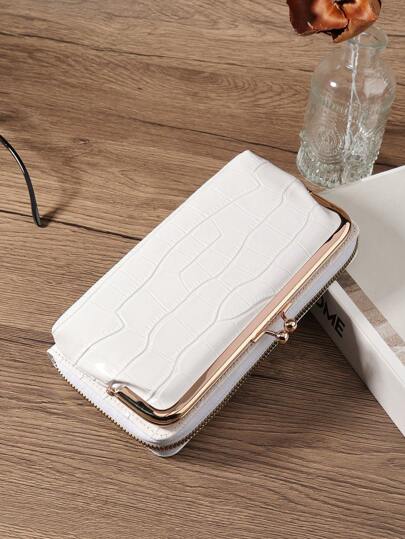 Women Crocodile Embossed Flap Stone Embossed Pu Leather Zipper & Hasp Multifunctional Large Capacity Bag Coin Card Holders Lightweight Key Cell Phone Hand Bag Fashion Modern Business Zipper Credit Card Business Casual Teacher's Day Teacher Gifts For Anniversary For Birthday Gift For Lady For Female White-Collar Workers For Women Wallet Purse Wallet Long Wallet