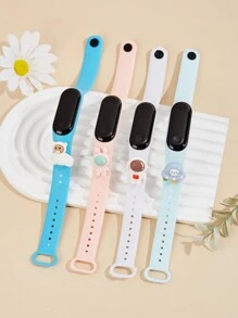4 件/3 件儿童卡通飞机、熊、粉红兔子、宇航员设计手表套装，可爱 DIY 电子手表套装 - 彩色 - 查看 3