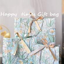 1pc Fancy Gift Bags With Bow, Cardboard Gift Bag Bow,Gift Bags With Handles Party Favor Bags With Gold Bow Ribbon For Baby Shower, Birthday, Graduation, Quinceanera - Multicolor - View 3