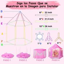 Castillo Princesa Casa Niñas Tienda Juegos Juguete 135x140cm Con Gratis 30 Globos Macaron De 12 Pulgadas, Tienda De Juego De Castillo De Princesa Para Niños y Niñas - Rosa - Ver 4