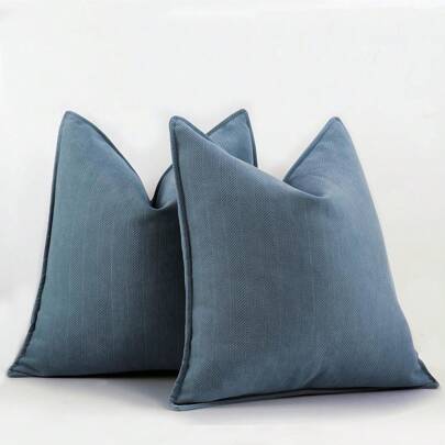 1pc Blue Chenille Ruffle Decorative Pillow Cover (Pillow Insert Not Included), Square Cushion Case, Holiday Home Decor Pillow, Soft & Comfortable Fabric, Modern Sofa Decoration, Summer Home, Dorm Room Use