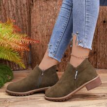 New Fashion European And American Women Short Boots  Boots Matte Rough Middle-Heel All-Match Student Shoes
