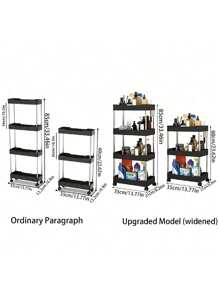 1pc 3-Tier/4-Tier Bathroom Storage Shelf, Rolling Bath Cart, Practical Organizer For Narrow Spaces, Plastic Shelving Unit For Bathroom, Laundry Room, Kitchen Gap Storage, Freestanding Multi-Layer White Mobile Cart, Bathroom Kitchen Multipurpose Storage Rack, Home Storage Accessories, Comes With 4 Hooks, Room Home Decor, Bathroom Decor, Shelves, Valentine's Day Decor