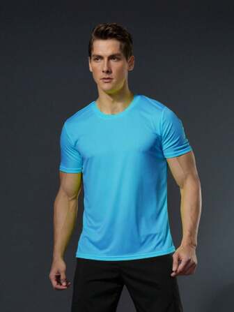 T-shirt de sport pour hommes, t-shirt à manches courtes, t-shirt de course, vêtements de fitness, t-shirt d'extérieur, vêtements de marathon