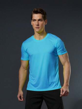 Camiseta deportiva para hombre, de manga corta y secado rápido, para entrenamiento de carrera y acondicionamiento físico, ropa deportiva transpirable para maratón, camiseta de compresión