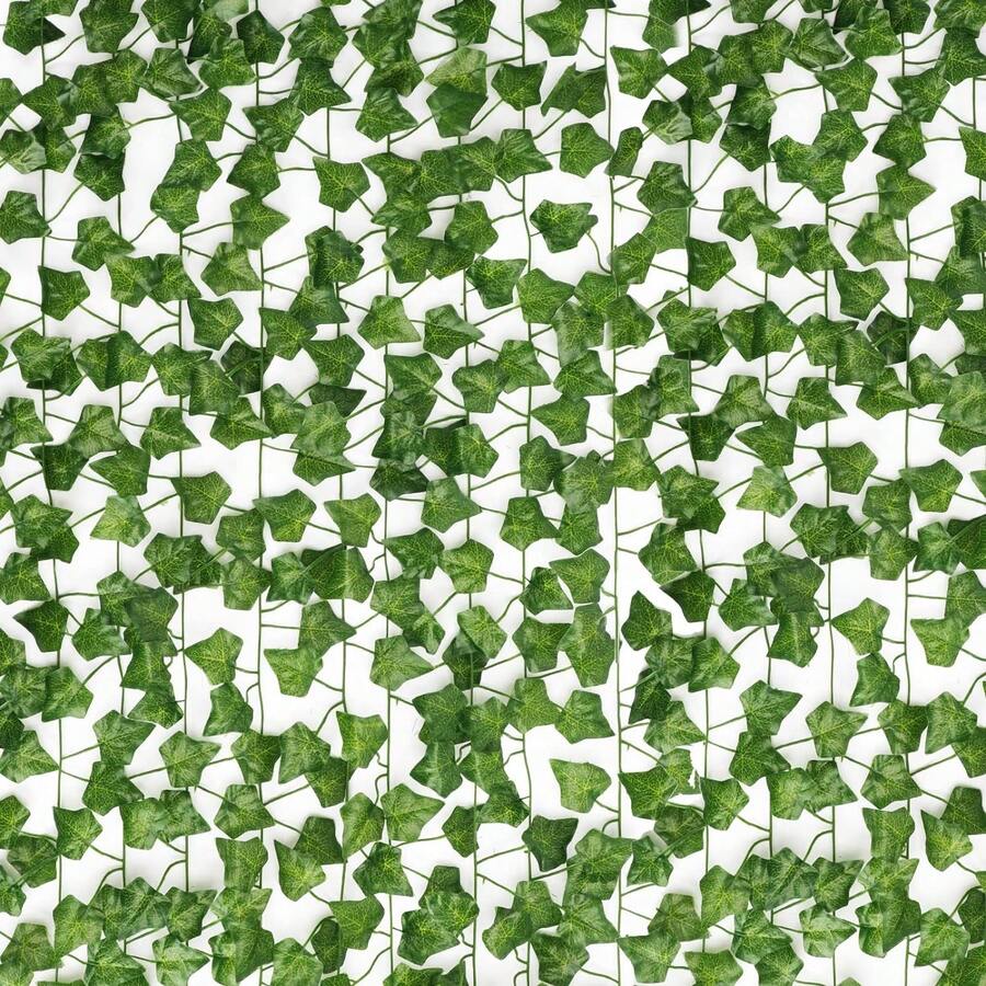 84 Ft-12 Gói Dây thường xuân nhân tạo Dây leo treo cho Phòng ngủ Tiệc cưới Trang trí tường Cây xanh Lá rừng Phông nền giả Lá trang trí Khuôn mặt Cây xanh Trang trí Cây giả - xanh quân đội - Xem 1